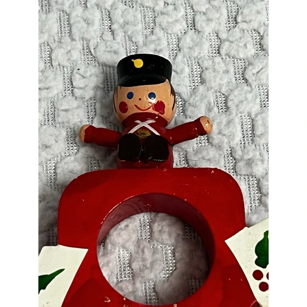 Vtg‎ Vera Neumann Napkin Rings Wood Christmas Holiday Hand Painted Tablescape